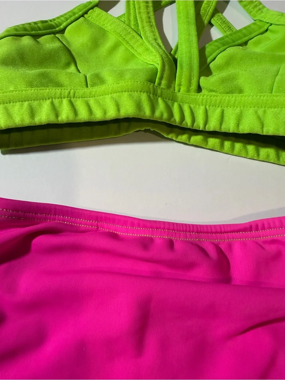Neon Green & Hot Pink Dancewear set Child small